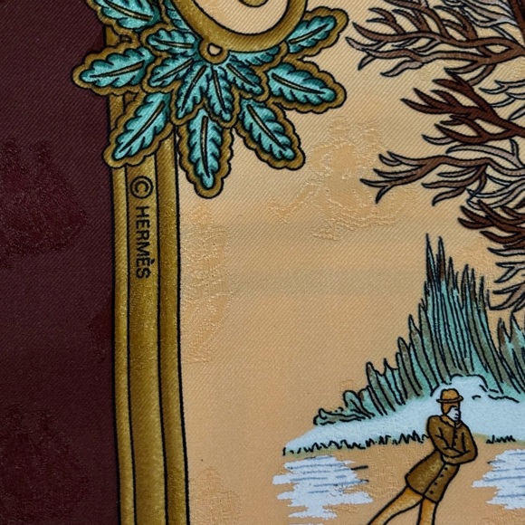 Joies d'Hiver HERMES Jacquard silk scarf Vintage - Picture 5 of 10